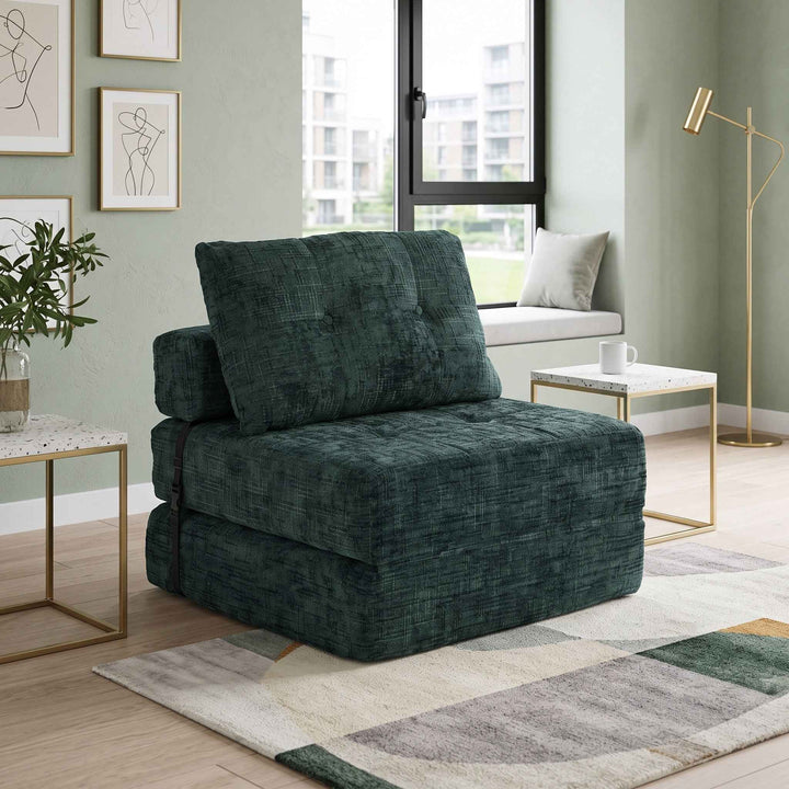 Foldable convertible floor sofa bed 2-in-1, emerald green RACKPLACE