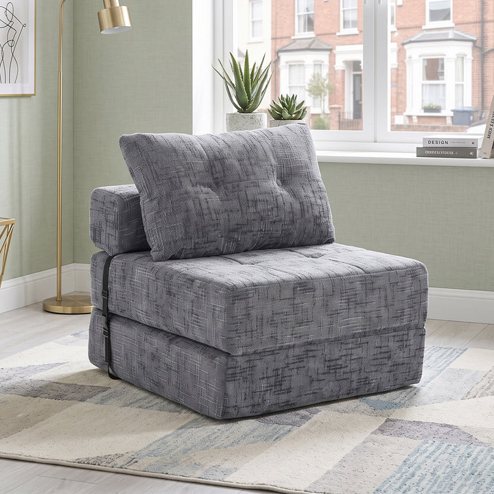 Foldable convertible floor sofa bed 2-in-1, grey RACKPLASTIC