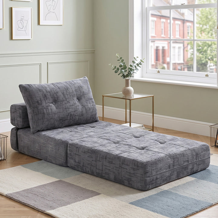 Foldable convertible floor sofa bed 2-in-1, grey RACKPLASTIC