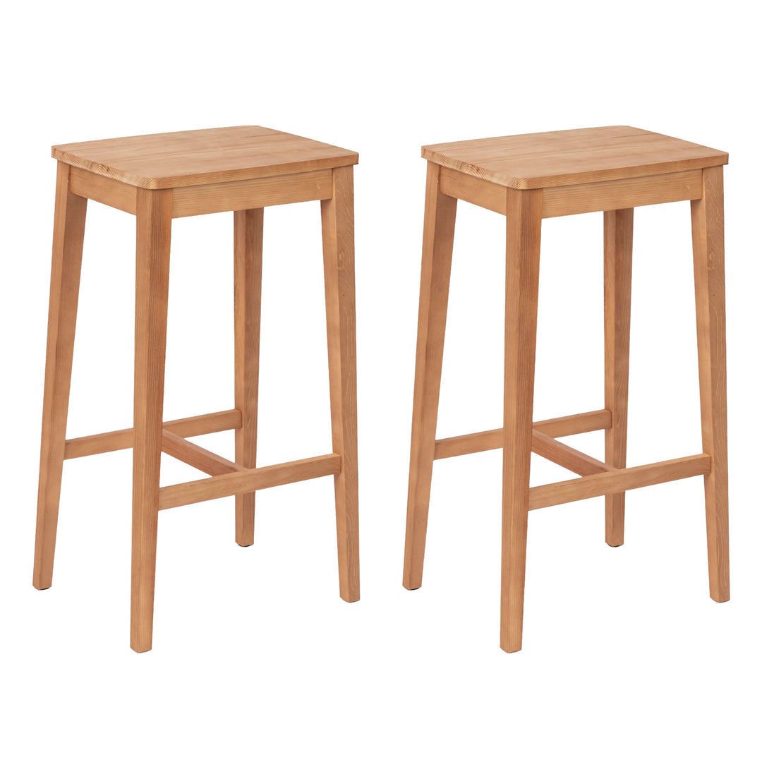 Set of 2 pine wood barstools bar chairs RORIC TALL WALNUT