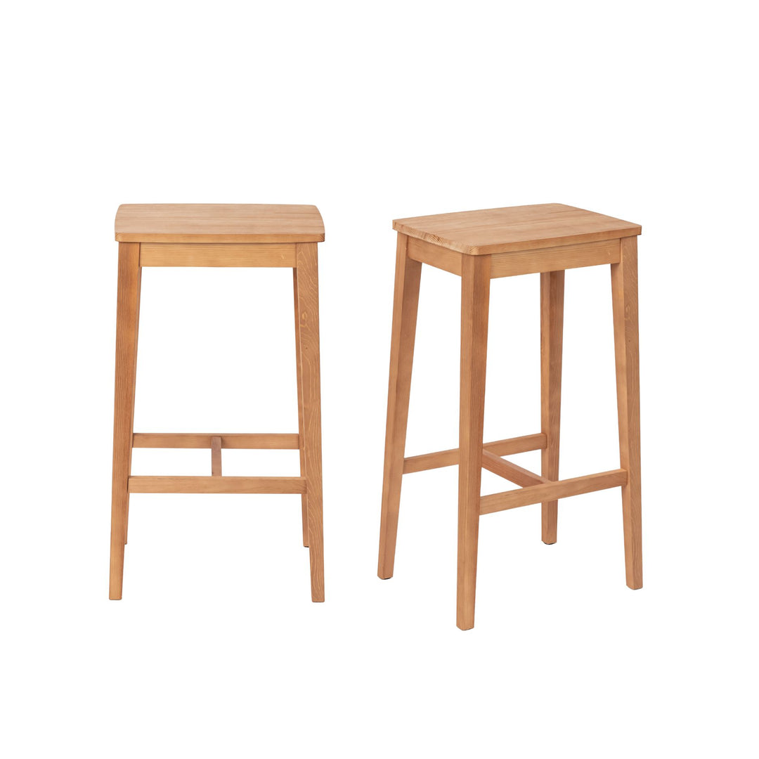 Set of 2 pine wood barstools bar chairs RORIC TALL WALNUT