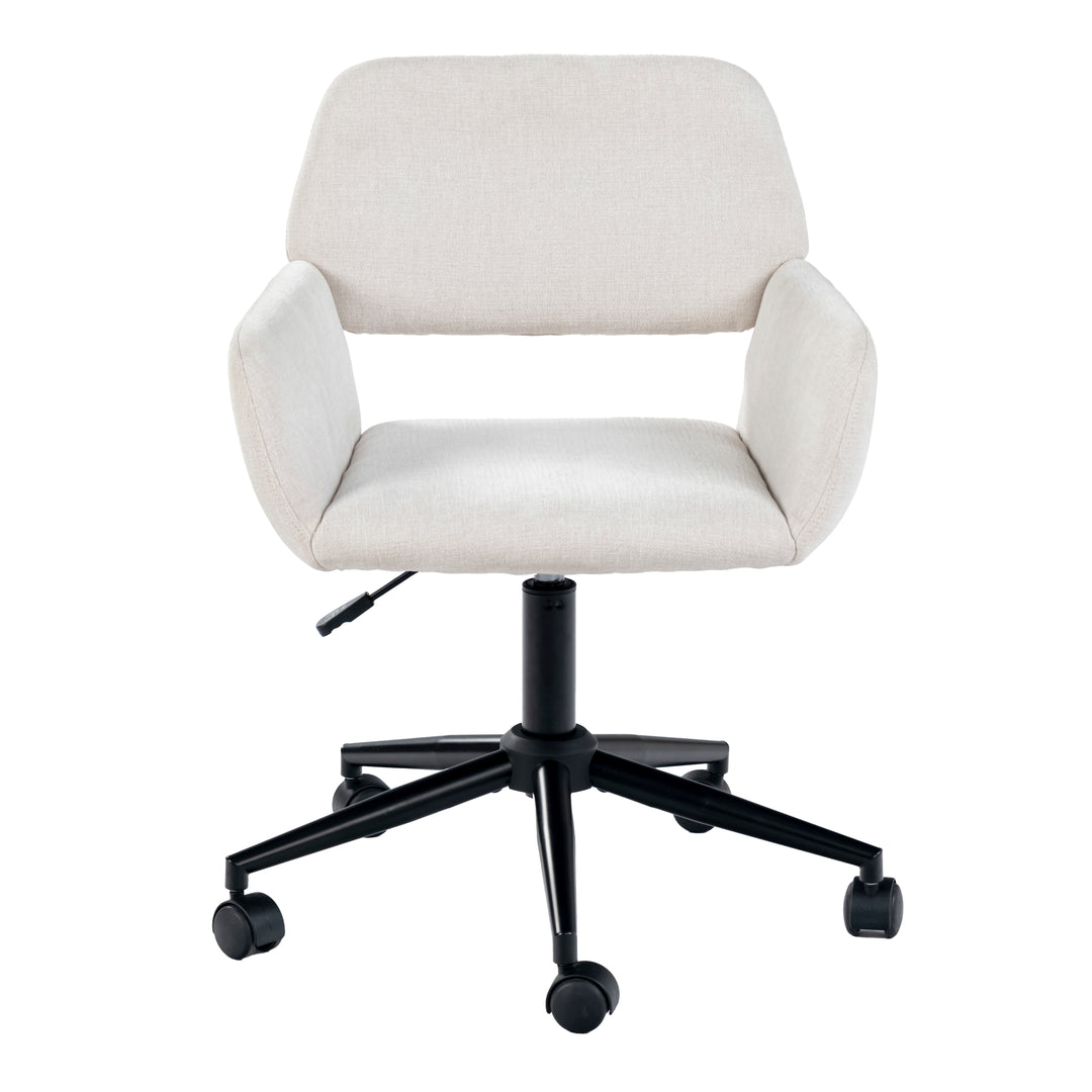 Scandinavian office chair in beige fabric, swivel, adjustable height and 5 castors ROSS KD CHENILLE BEIGE BLACK