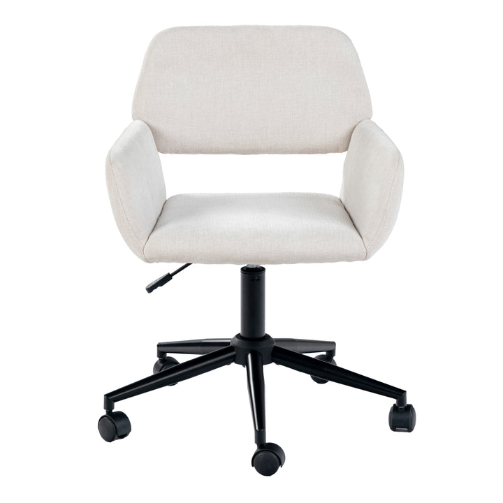 Scandinavian office chair in beige fabric, swivel, adjustable height and 5 castors ROSS KD CHENILLE BEIGE BLACK