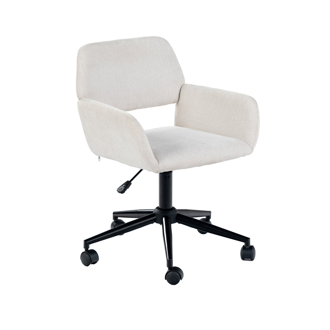 Scandinavian office chair in beige fabric, swivel, adjustable height and 5 castors ROSS KD CHENILLE BEIGE BLACK