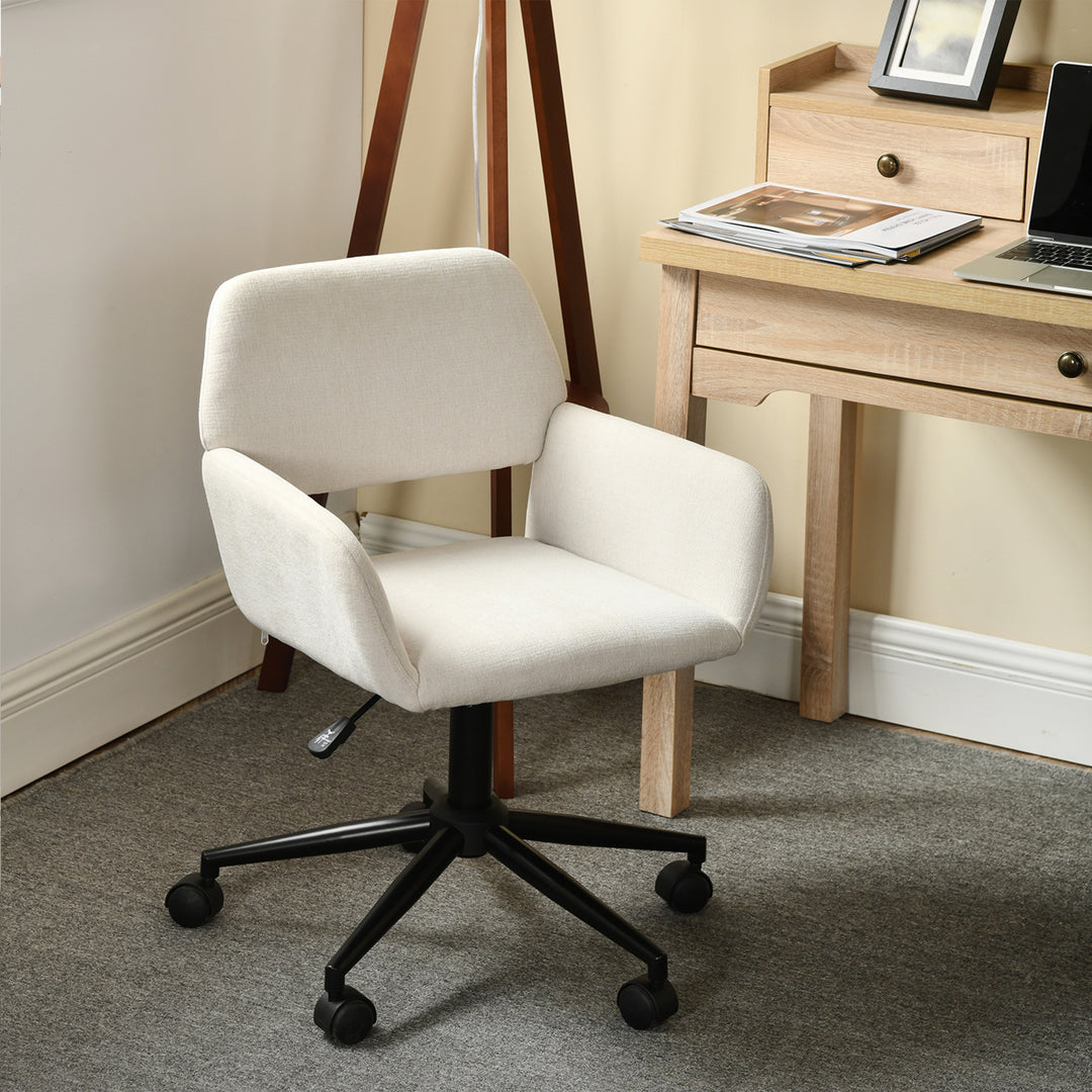 Scandinavian office chair in beige fabric, swivel, adjustable height and 5 castors ROSS KD CHENILLE BEIGE BLACK