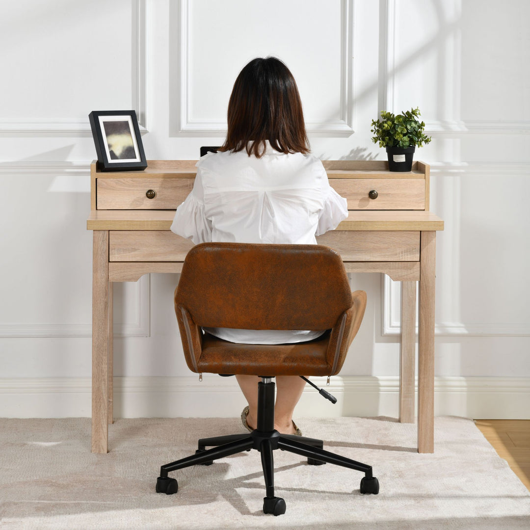 Vintage office chair in suede fabric swivel adjustable height and 5 casters ROSS SUEDE BROWN BLACK