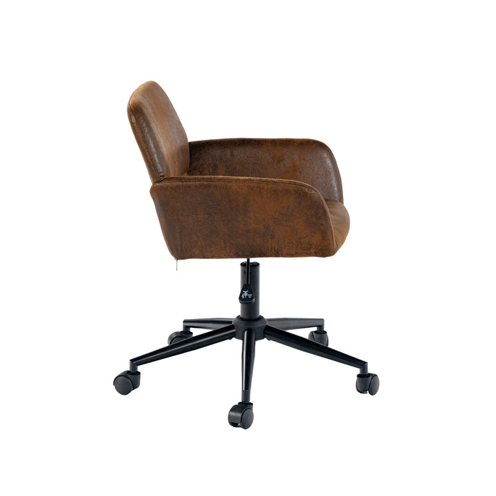 Vintage office chair in suede fabric swivel adjustable height and 5 casters ROSS SUEDE BROWN BLACK