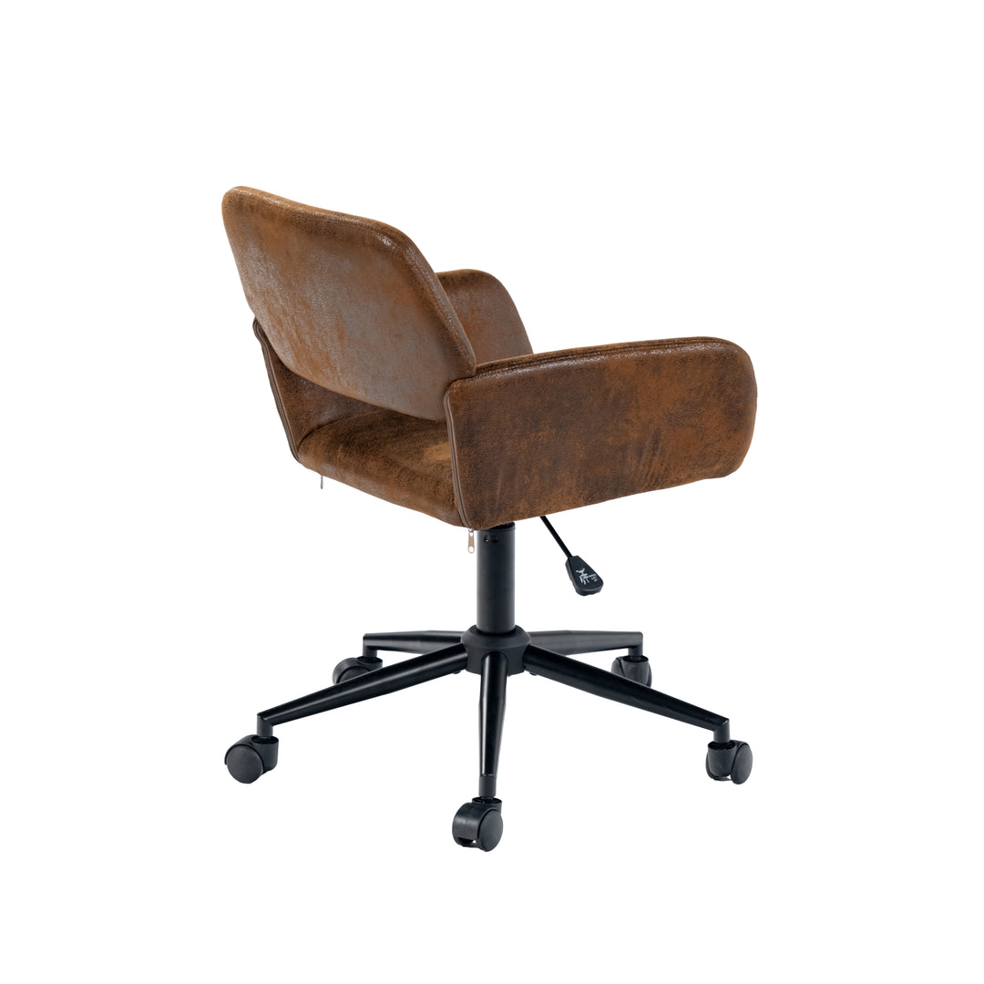 Vintage office chair in suede fabric swivel adjustable height and 5 casters ROSS SUEDE BROWN BLACK