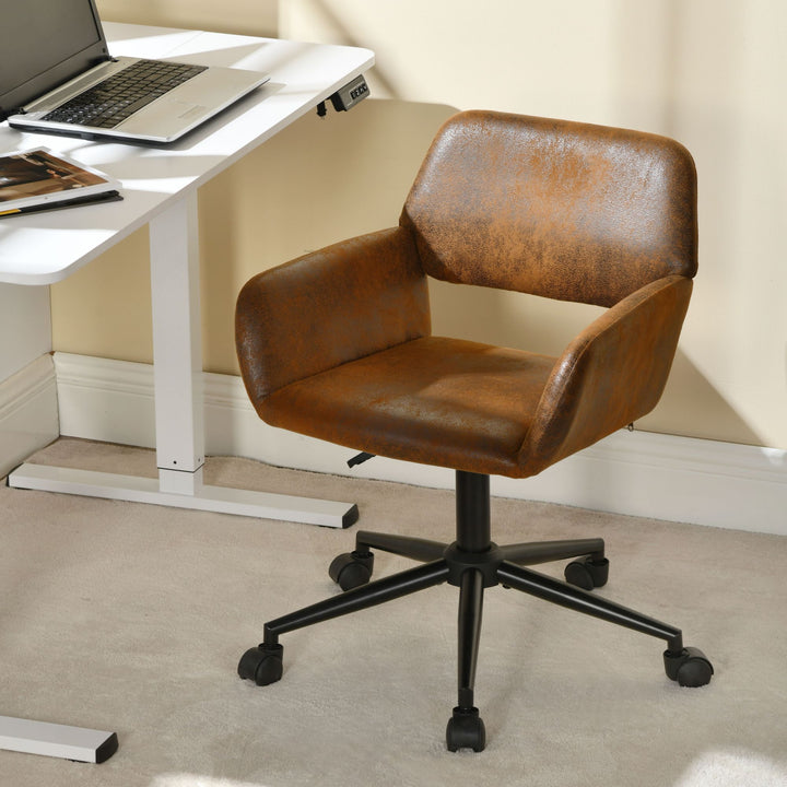 Vintage office chair in suede fabric swivel adjustable height and 5 casters ROSS SUEDE BROWN BLACK