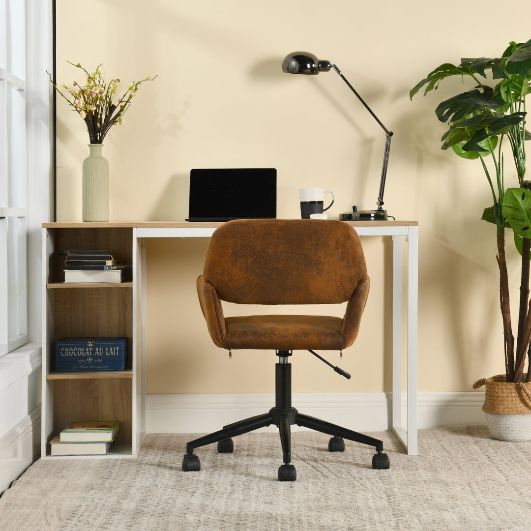 Vintage office chair in suede fabric swivel adjustable height and 5 casters ROSS SUEDE BROWN BLACK