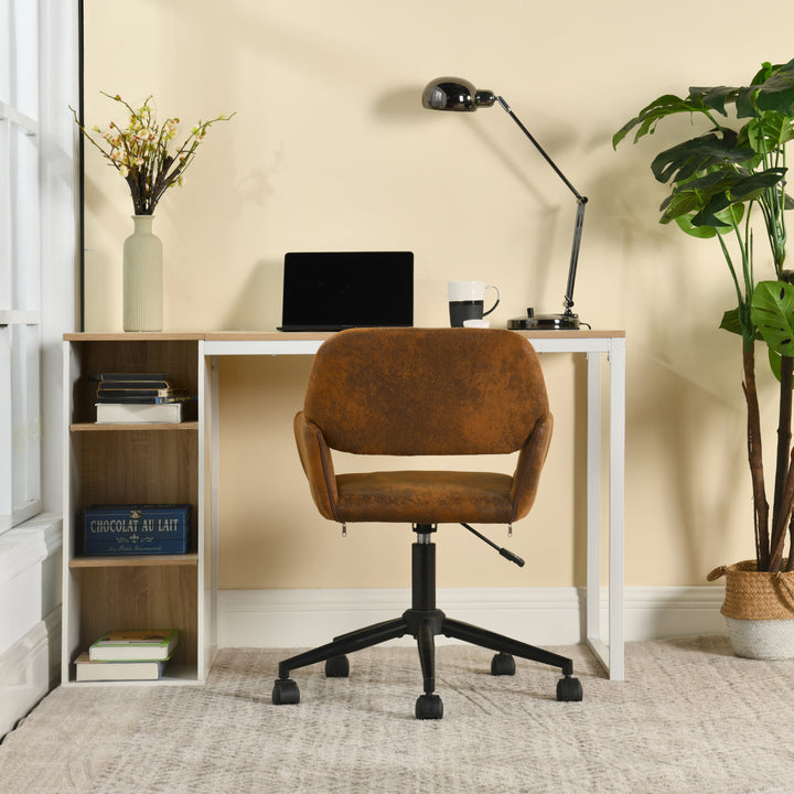 Vintage office chair in suede fabric swivel adjustable height and 5 casters ROSS SUEDE BROWN BLACK