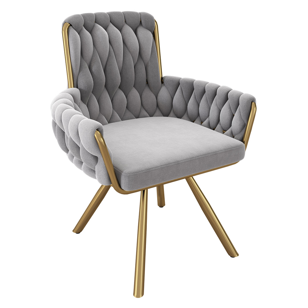 Set of 2 grey velvet swivel dining chair with armrest RES GREY UK