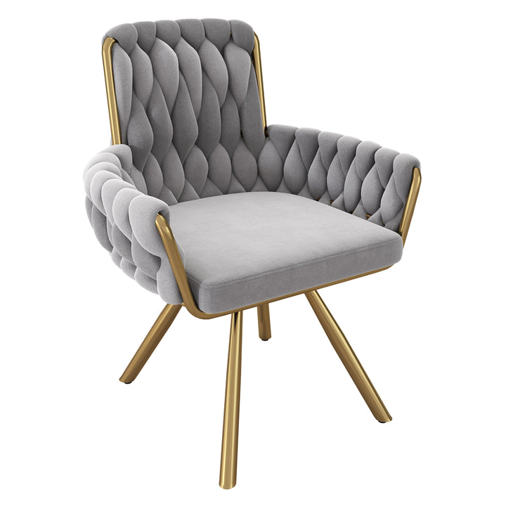 Set of 2 grey velvet swivel dining chair with armrest RES GREY UK