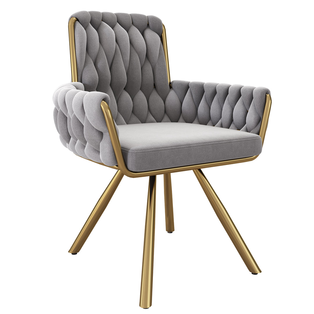 Set of 2 grey velvet swivel dining chair with armrest RES GREY UK