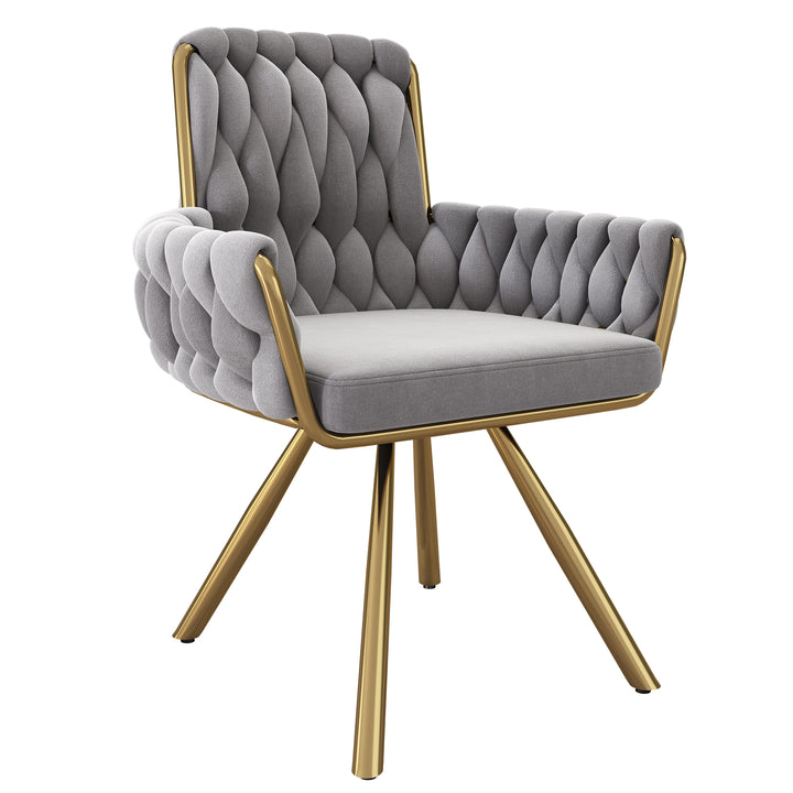 Set of 2 grey velvet swivel dining chair with armrest RES GREY UK