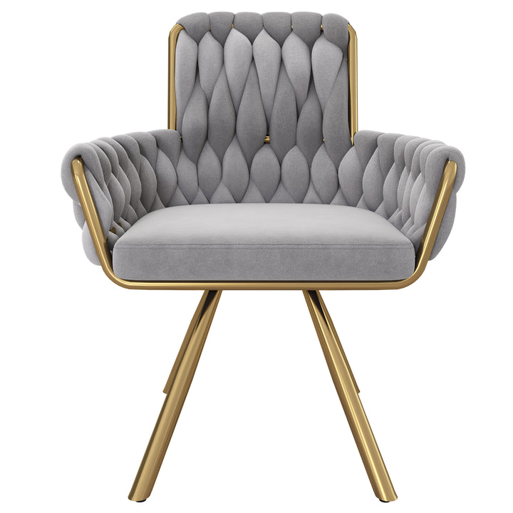 Set of 2 grey velvet swivel dining chair with armrest RES GREY UK