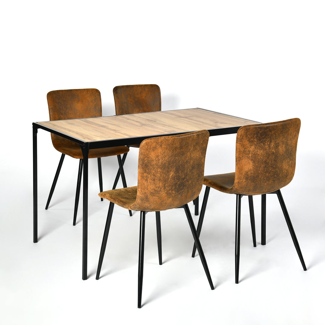 Modern minimalist suede dining table set with 4 chairs SCARGILL SUEDE BLACK LEG 4PCS QY + MILLIKEN 120 DARK