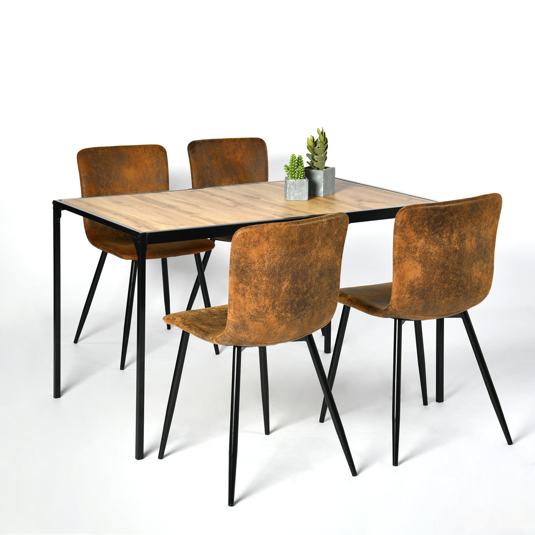 Modern minimalist suede dining table set with 4 chairs SCARGILL SUEDE BLACK LEG 4PCS QY + MILLIKEN 120 DARK