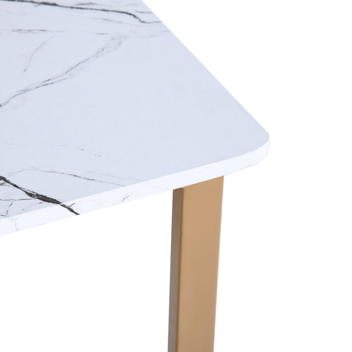 Rectangular dining table in modern marble pattern with gold metal legs SLIP MARBLE GOLD LEG 110 A