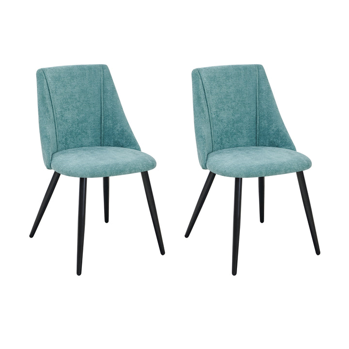 Set of 2 Scandinavian Fabric Dining Chairs SMEG TERRY GREEN BLACK LEG UKFR