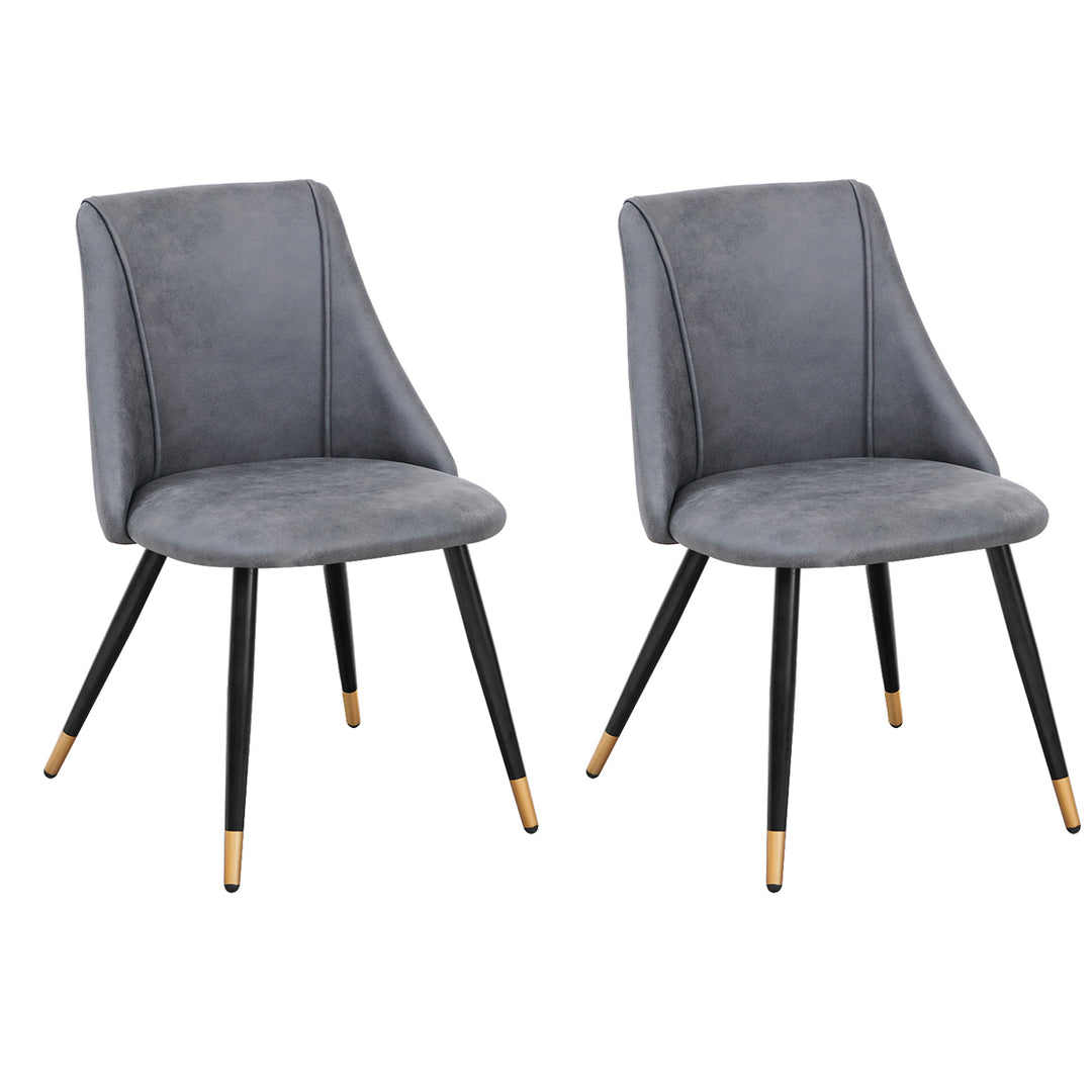 Set of 2 Scandinavian Dining Chairs with Grey Fabric Cover and Black Legs SMEG VINTAGE GREY UKFR