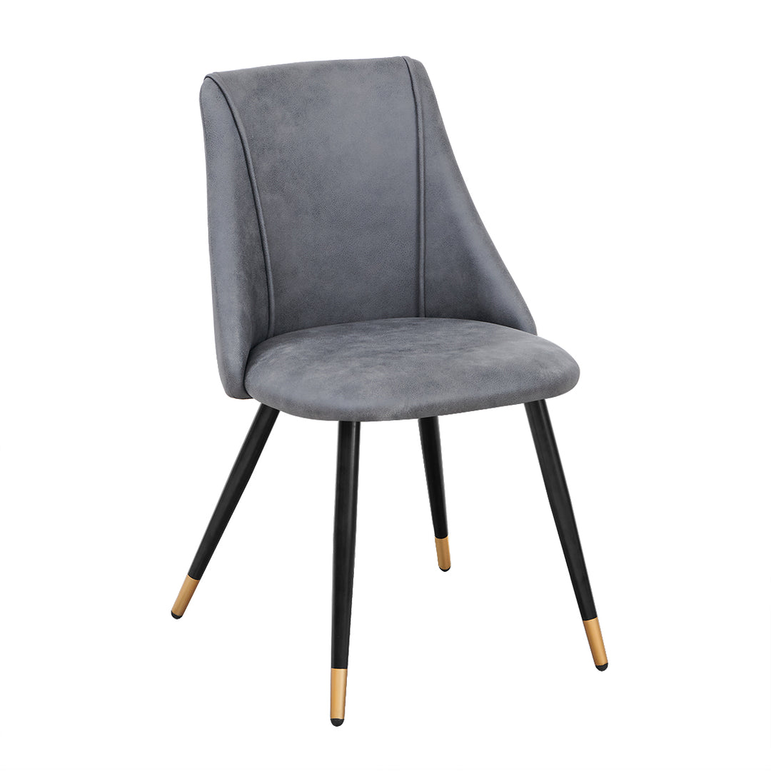 Set of 2 Scandinavian Dining Chairs with Grey Fabric Cover and Black Legs SMEG VINTAGE GREY UKFR