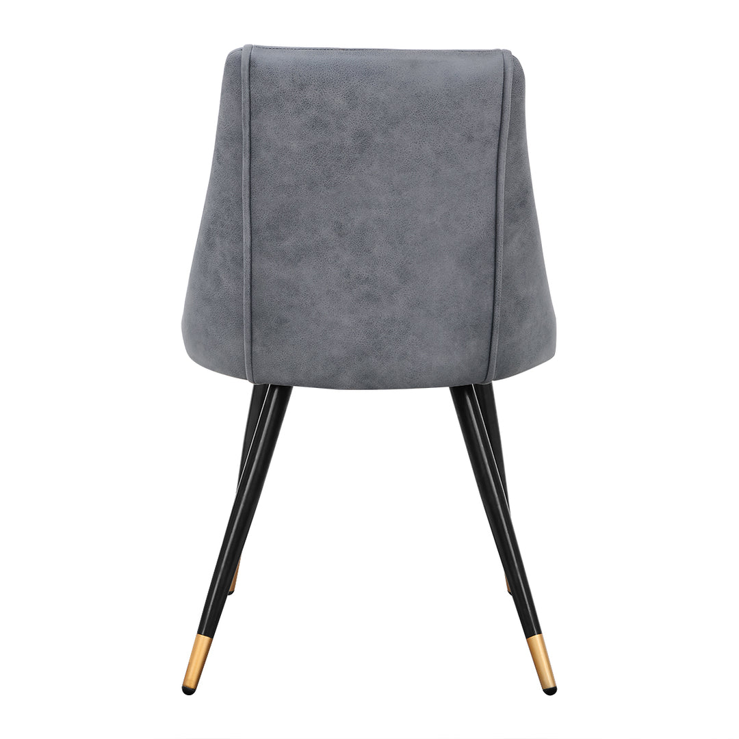 Set of 2 Scandinavian Dining Chairs with Grey Fabric Cover and Black Legs SMEG VINTAGE GREY UKFR