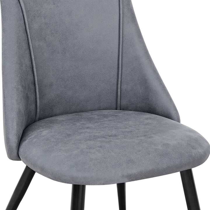 Set of 2 Scandinavian Dining Chairs with Grey Fabric Cover and Black Legs SMEG VINTAGE GREY UKFR