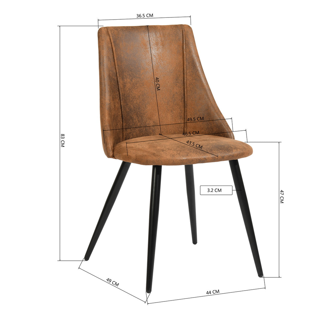 Set of 2 brown suede fabric scandinavian dining chairs SMEG SUEDE BROWN DC