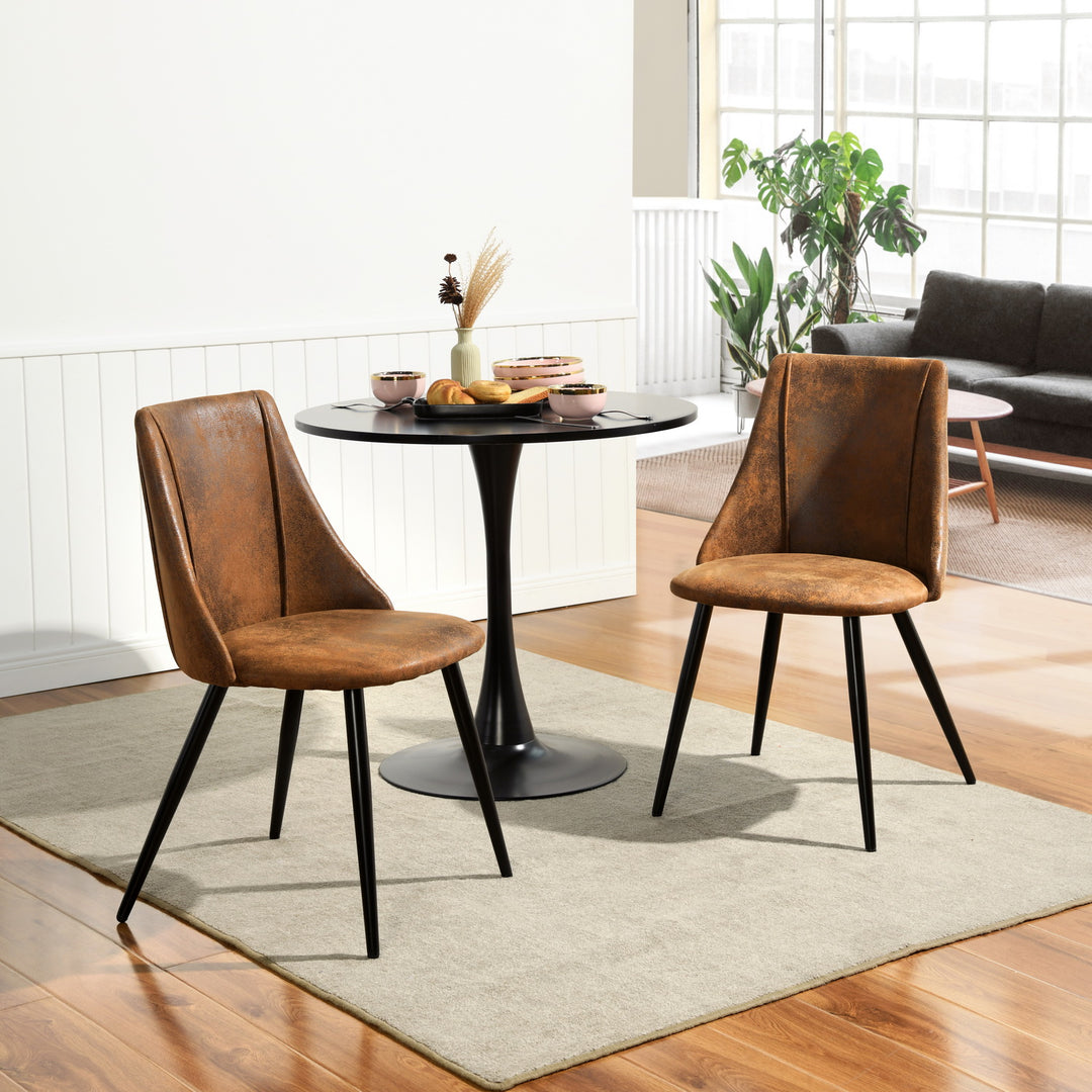 Set of 2 brown suede fabric scandinavian dining chairs SMEG SUEDE BROWN DC