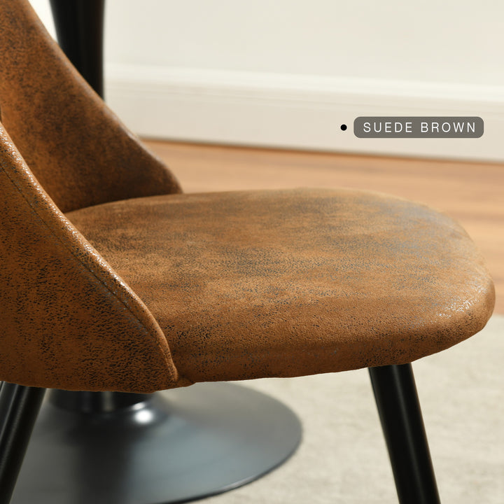 Set of 2 brown suede fabric scandinavian dining chairs SMEG SUEDE BROWN DC