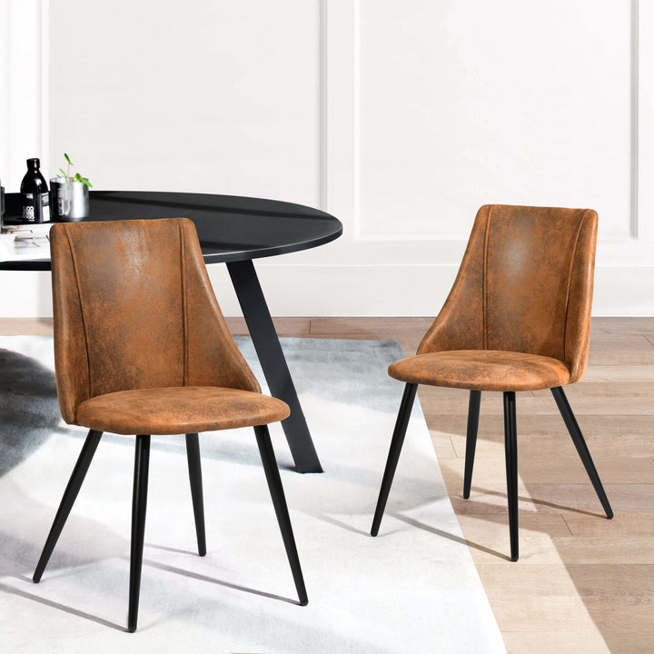 Set of 2 brown suede fabric scandinavian dining chairs SMEG SUEDE BROWN DC