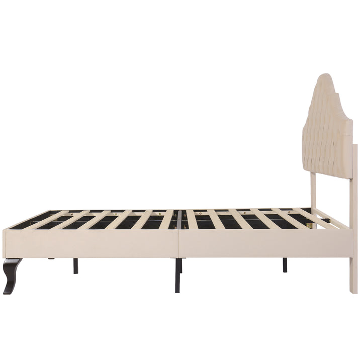 Upholstered velvet beige botton tufted double bed headboard height ajustable (135*190)SASTUK DOUBLE UK