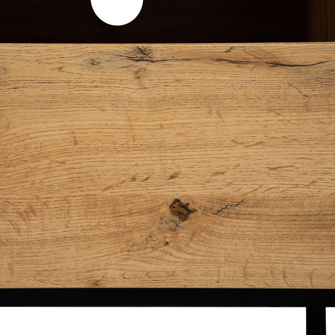 Modern wood anthracite industrial TV cabinet with 2 doors and 2 drawers SCILQUKS UK