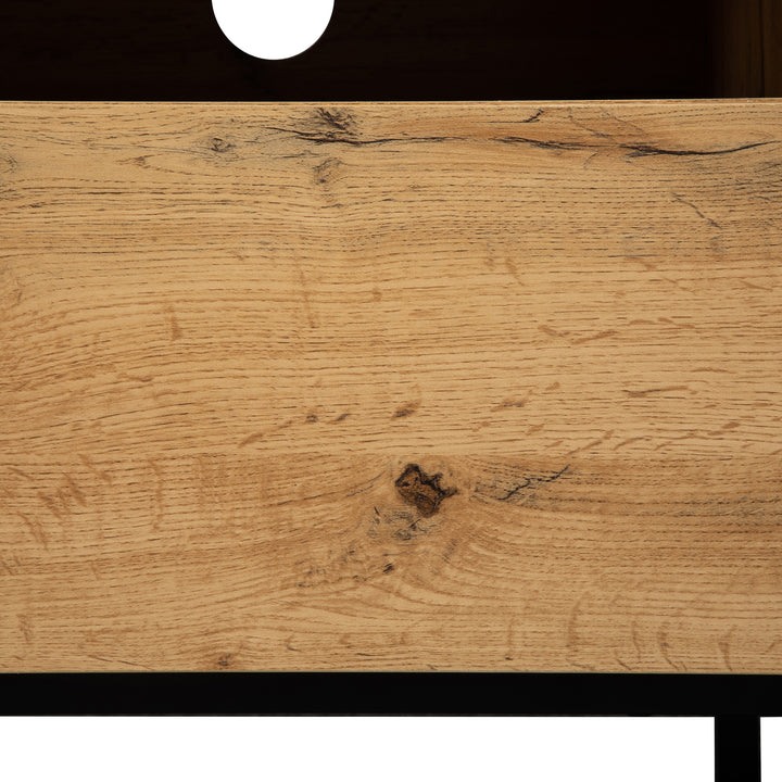 Modern wood anthracite industrial TV cabinet with 2 doors and 2 drawers SCILQUKS UK