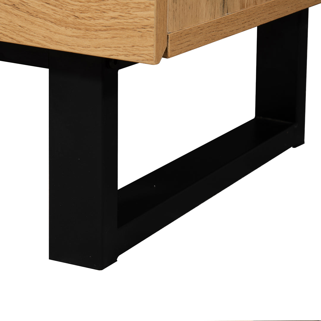 Modern wood anthracite industrial TV cabinet with 2 doors and 2 drawers SCILQUKS UK