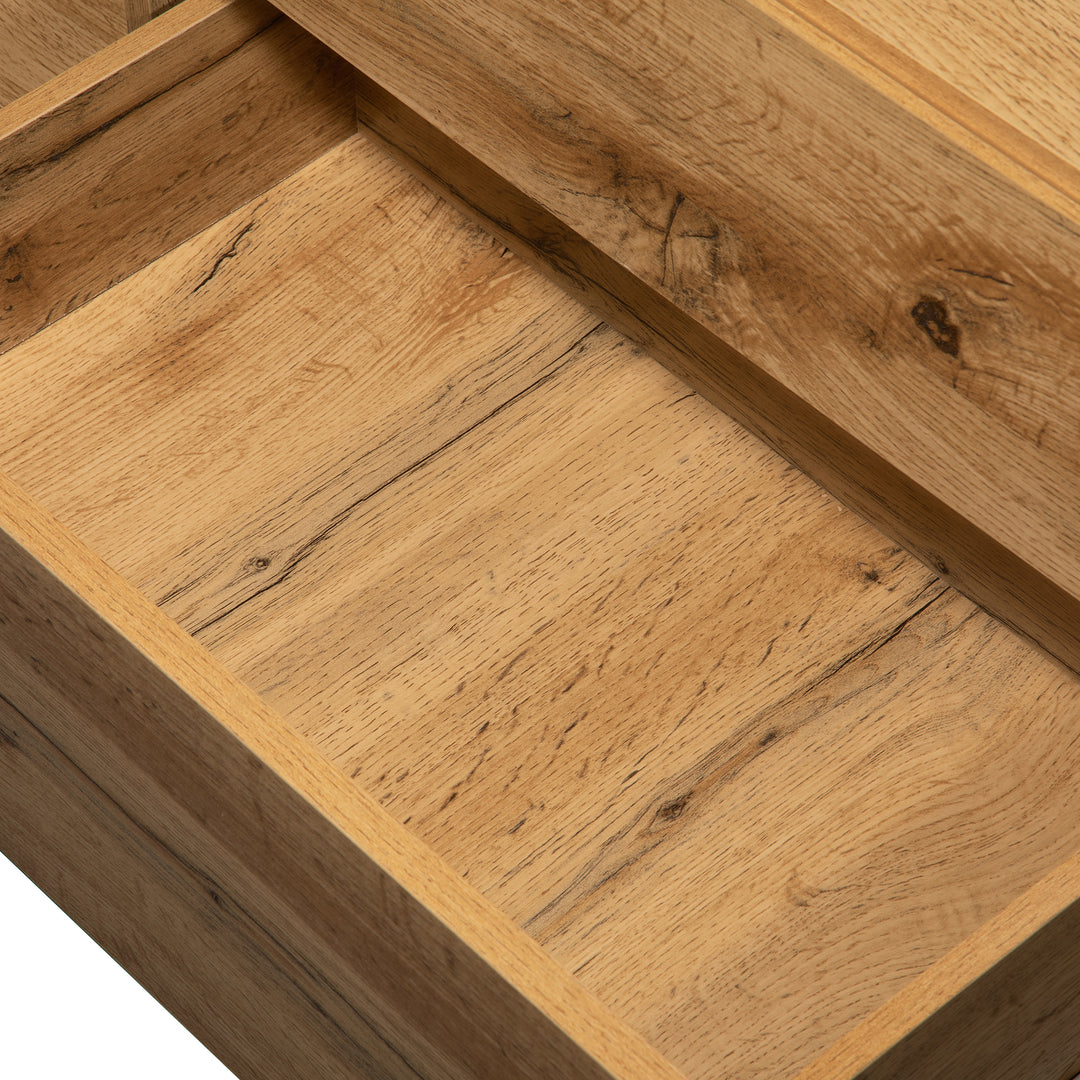 Modern wood anthracite industrial TV cabinet with 2 doors and 2 drawers SCILQUKS UK