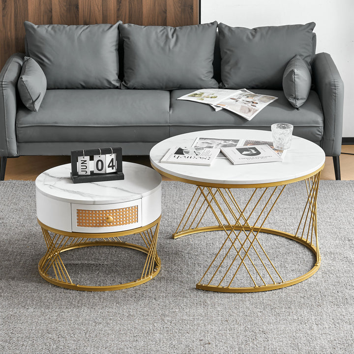 White two-piece coffee table set SCUSTRUL UK