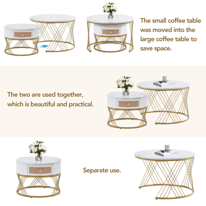 White two-piece coffee table set SCUSTRUL UK