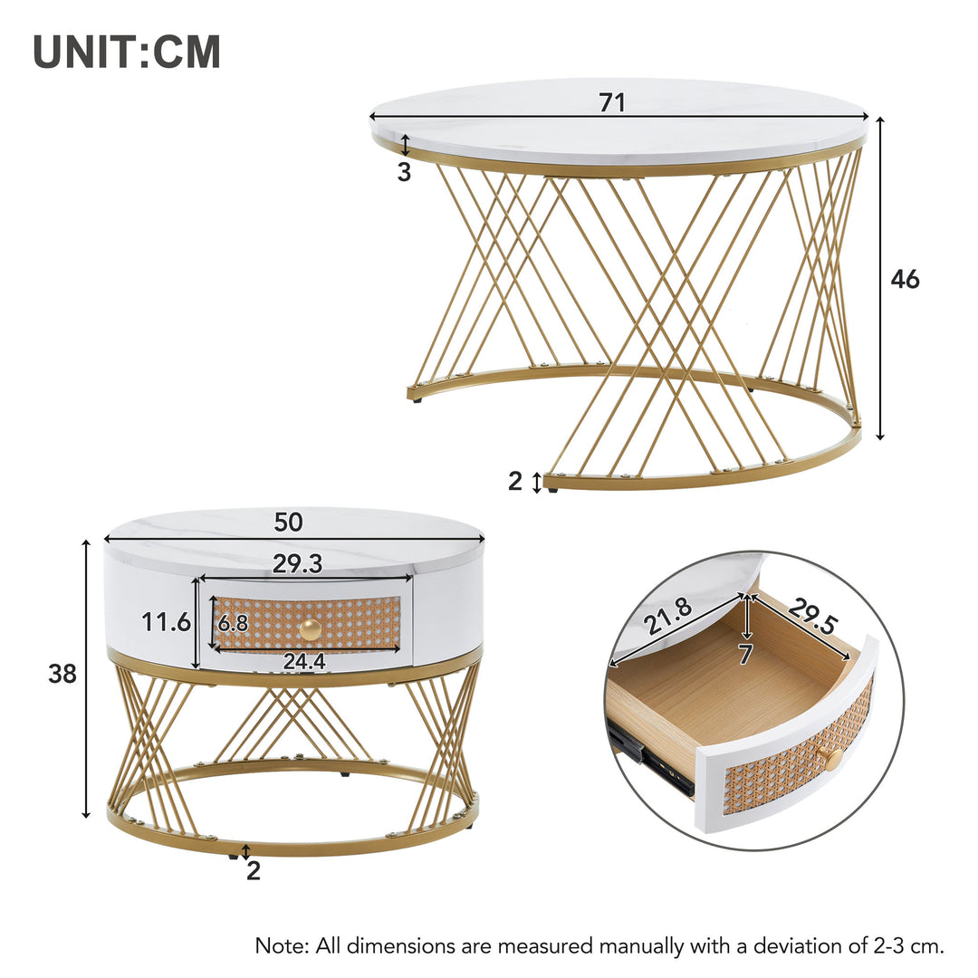 White two-piece coffee table set SCUSTRUL UK