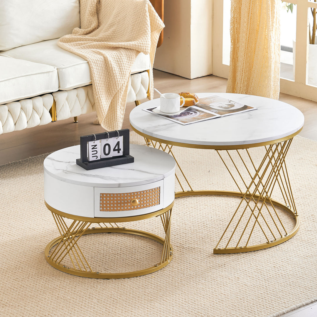 White two-piece coffee table set SCUSTRUL UK