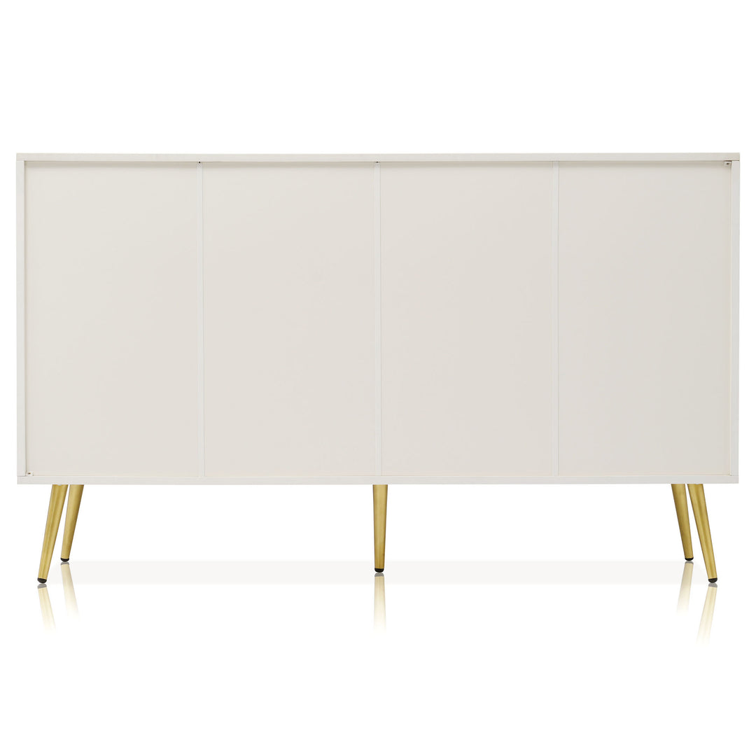 Cream ivory sideboard with gold accents with 2 doors and 3 drawers 40Dx140Wx84Hcm SENPHOS UK