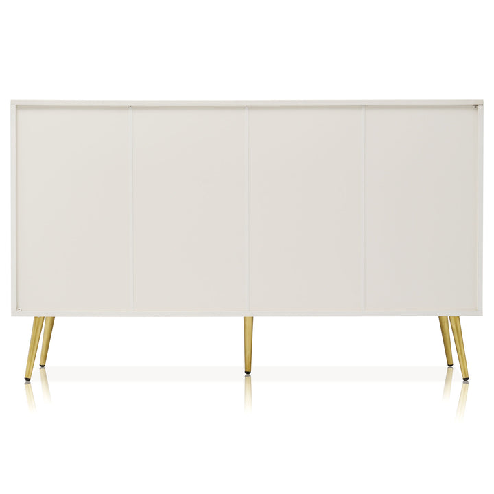 Cream ivory sideboard with gold accents with 2 doors and 3 drawers 40Dx140Wx84Hcm SENPHOS UK