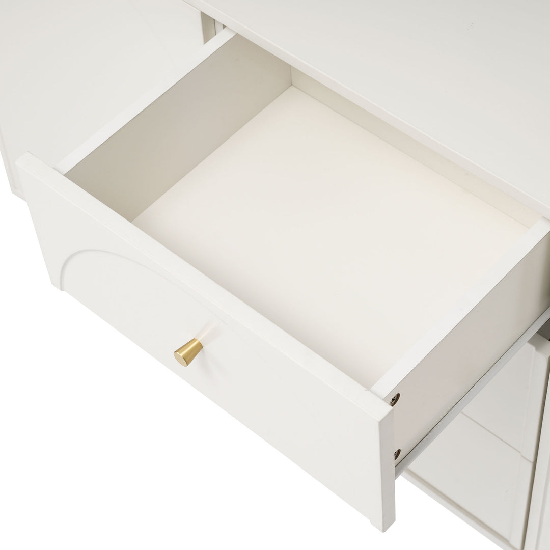 Cream ivory sideboard with gold accents with 2 doors and 3 drawers 40Dx140Wx84Hcm SENPHOS UK