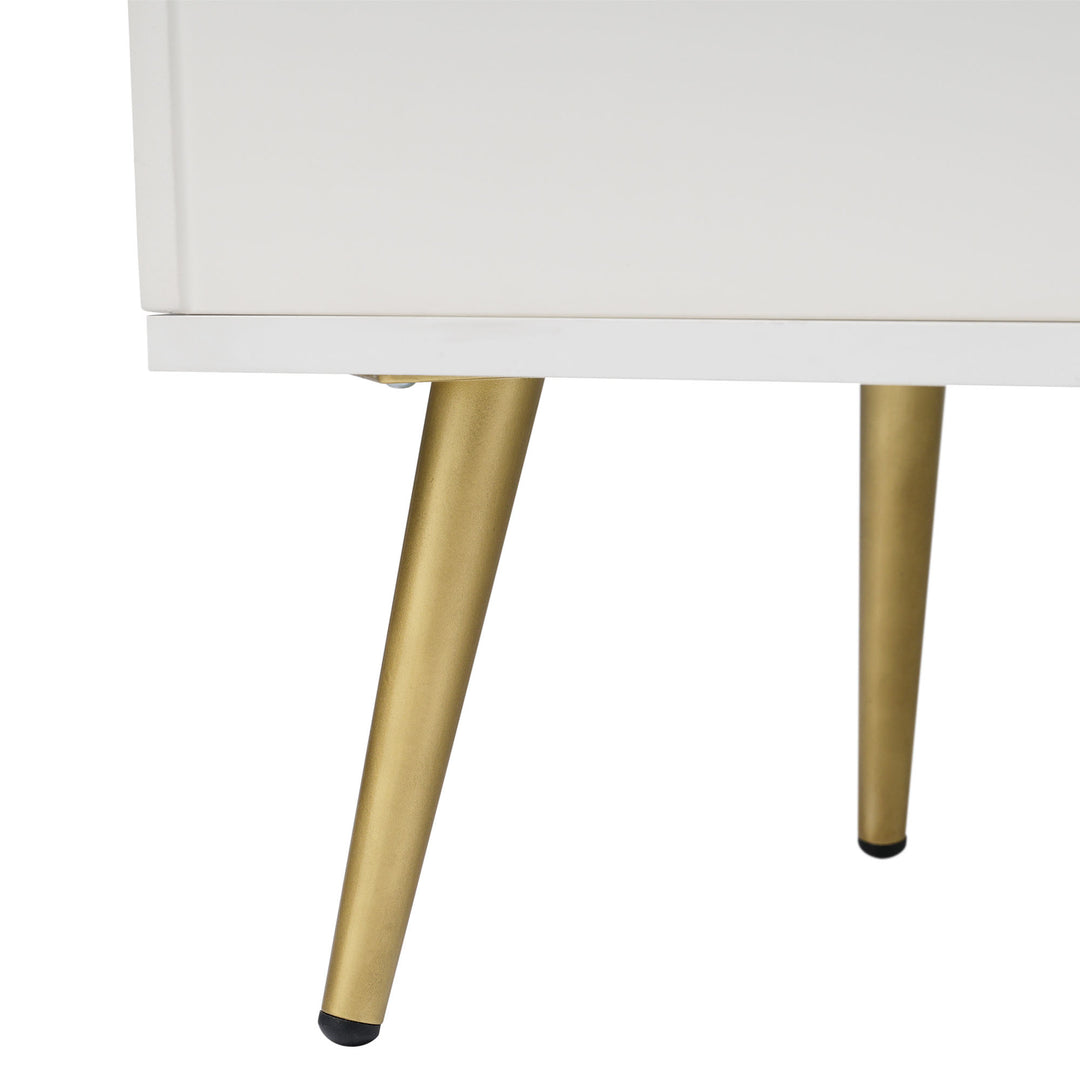 Cream ivory sideboard with gold accents with 2 doors and 3 drawers 40Dx140Wx84Hcm SENPHOS UK