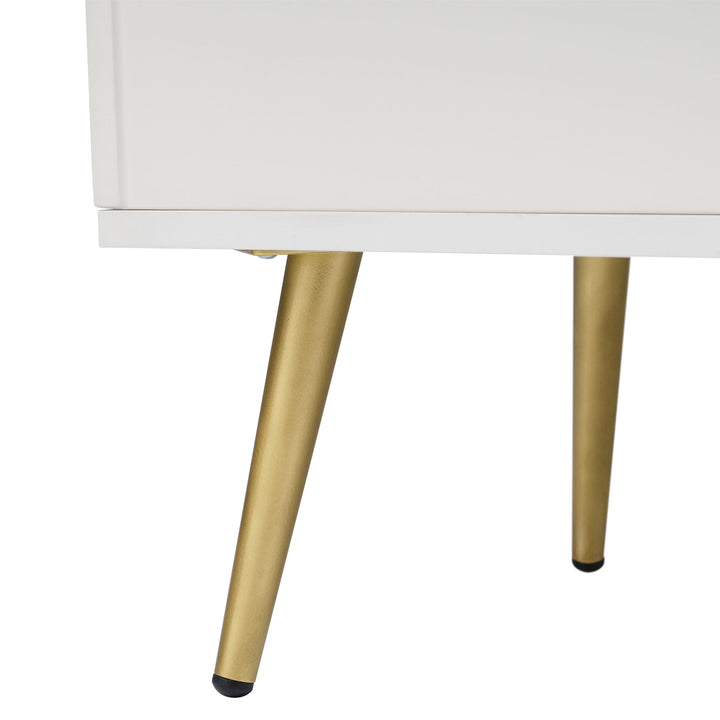 Cream ivory sideboard with gold accents with 2 doors and 3 drawers 40Dx140Wx84Hcm SENPHOS UK