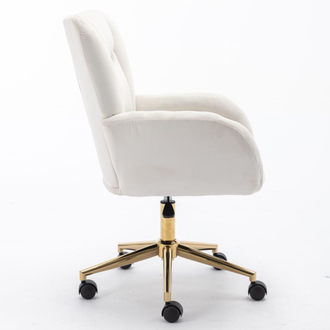 White ivory 360° swivel velvet high back office chair SHAHMIS IVORY UK