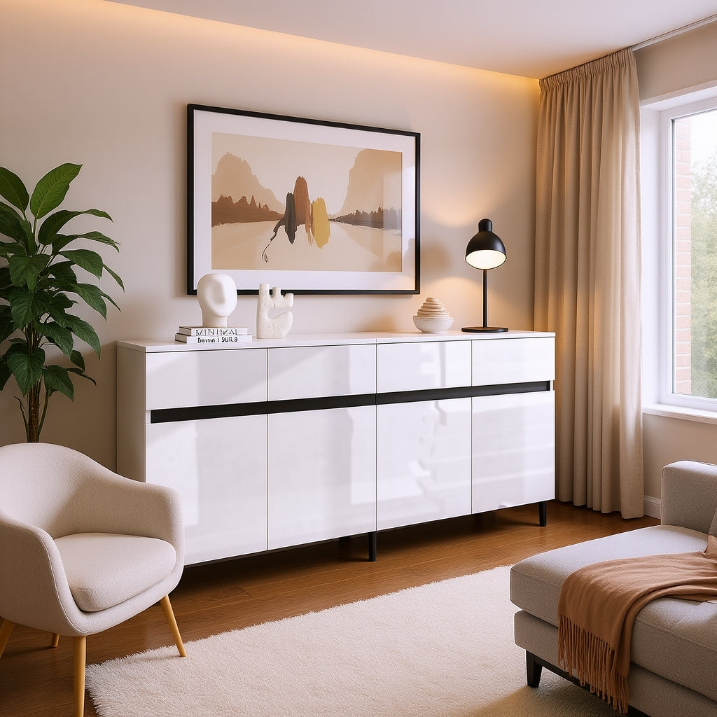 Modern high gloss white sideboard buffet 4 doors 160*40cm SPICEROUT