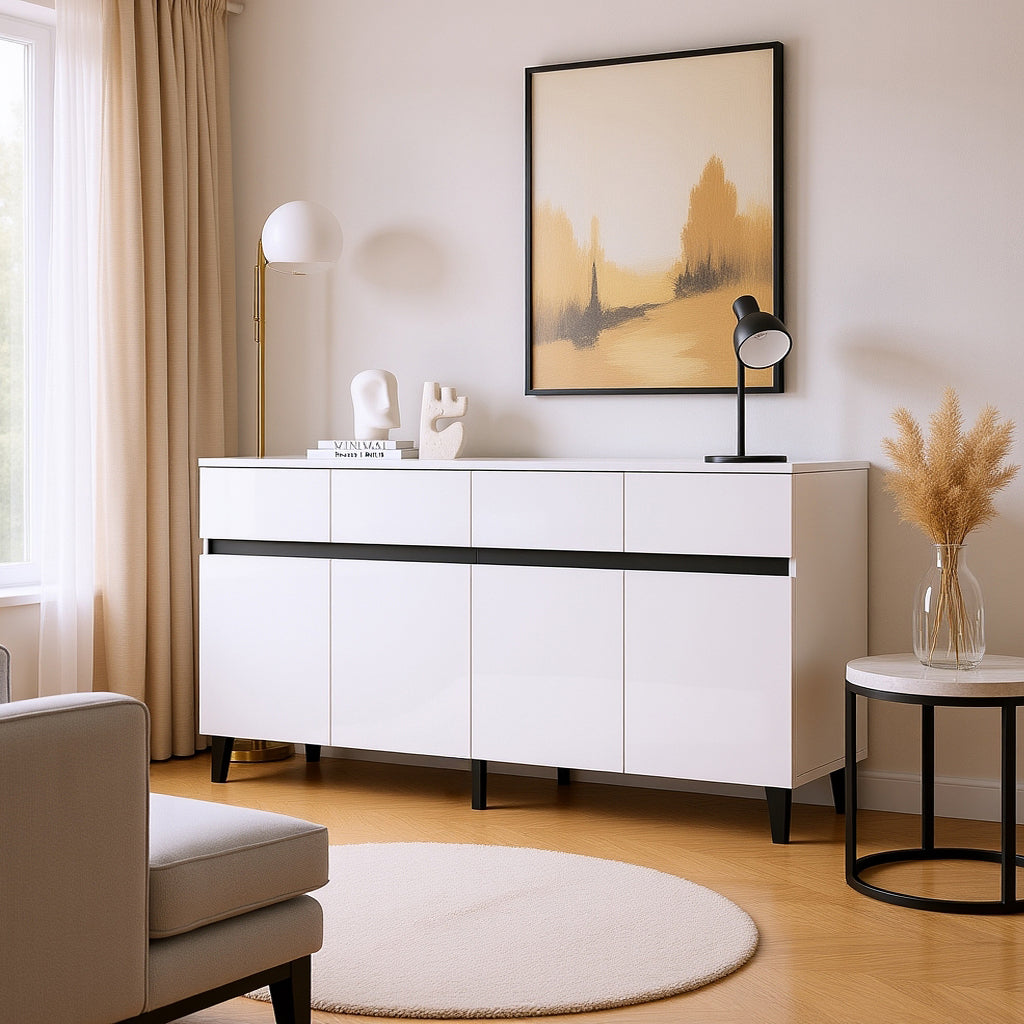 Modern high gloss white sideboard buffet 4 doors 160*40cm SPICEROUT