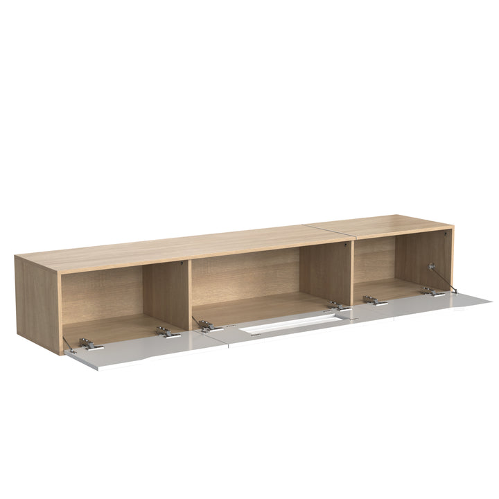 White high gloss suspended TV Stand with LED Light SHELZIDS UK